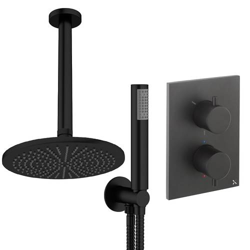 Additional image for Crossbox Shower Set 3 300mm Head & Handset (Matt Black).
