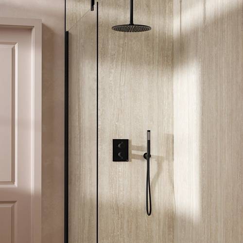 Additional image for Crossbox Shower Set 3 300mm Head & Handset (Matt Black).