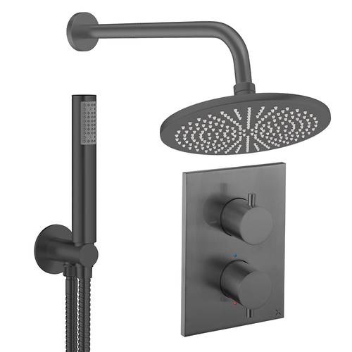 Additional image for Crossbox Shower Set 3 300mm Head & Handset (Slate).