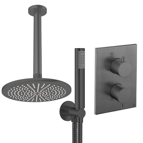 Additional image for Crossbox Shower Set 3 300mm Head & Handset (Slate).