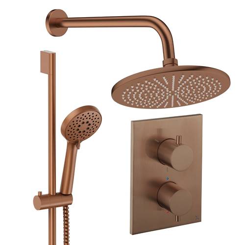 Additional image for Crossbox Shower Set 4 300mm Head & Slide Rail Kit (Brushed Bronze).