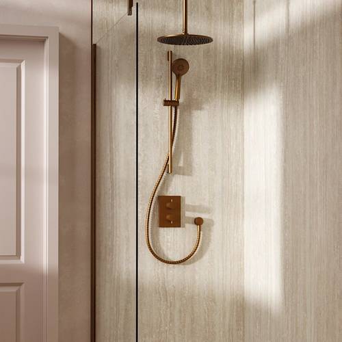 Additional image for Crossbox Shower Set 4 300mm Head & Slide Rail Kit (Brushed Bronze).
