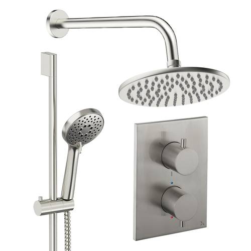 Additional image for Crossbox Shower Set 4 200mm Head & Slide Rail Kit (Brushed Nickel).