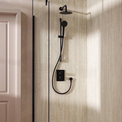 Additional image for Crossbox Shower Set 4 200mm Head & Slide Rail Kit (Slate).
