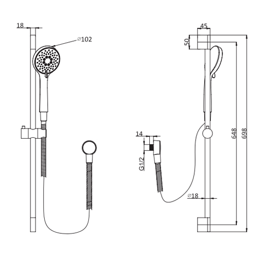 Additional image for Crossbox Shower Set 4 300mm Head & Slide Rail Kit (Slate).
