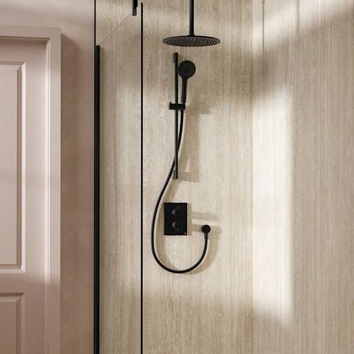 Additional image for Crossbox Shower Set 4 300mm Head & Slide Rail Kit (Slate).