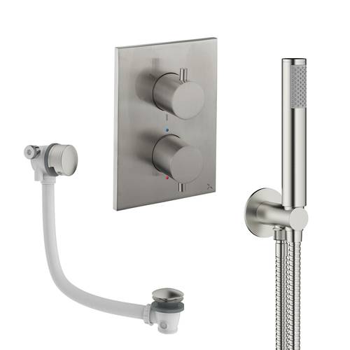 Additional image for Crossbox Shower Set 5 With Handset & Bath Filler (Brushed Nickel).