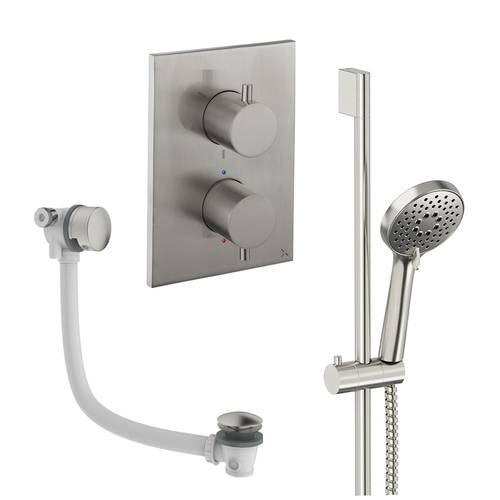 Additional image for Crossbox Shower Set 6 With Slide Rail Kit & Bath Filler (Brushed Nickel).