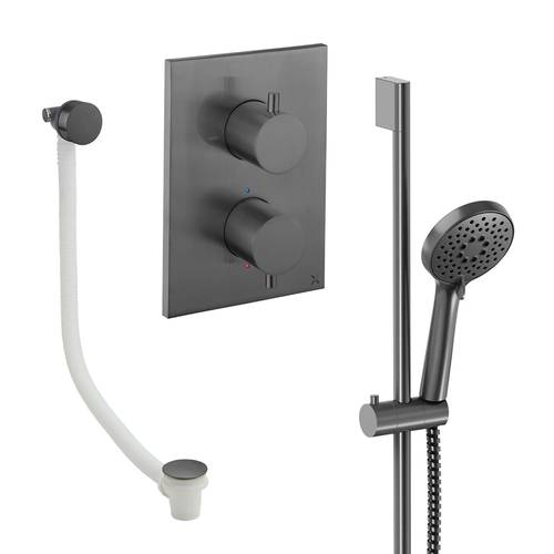 Additional image for Crossbox Shower Set 6 With Slide Rail Kit & Bath Filler (Slate).