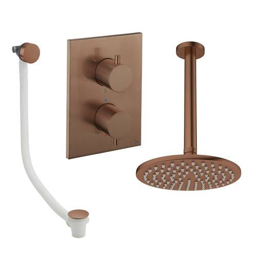 Additional image for Crossbox Shower Set 7 With 200mm Head & Bath Filler (Brushed Bronze).