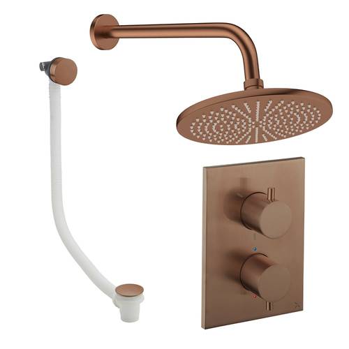 Additional image for Crossbox Shower Set 7 With 300mm Head & Bath Filler (Brushed Bronze).