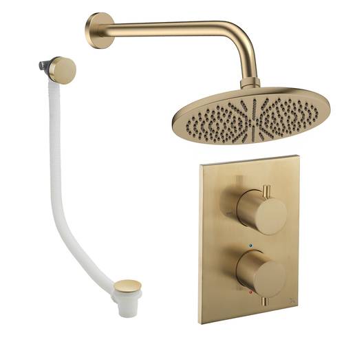 Additional image for Crossbox Shower Set 7 With 300mm Head & Bath Filler (Brushed Brass).