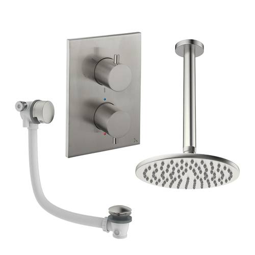 Additional image for Crossbox Shower Set 7 With 200mm Head & Bath Filler (Brushed Nickel).