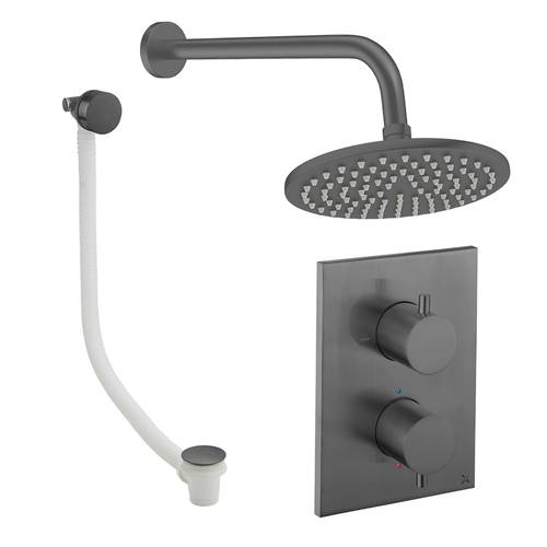 Additional image for Crossbox Shower Set 7 With 200mm Head & Bath Filler (Slate).