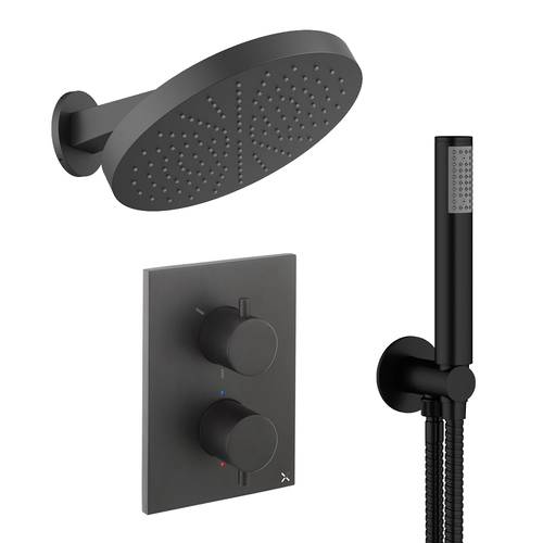 Additional image for Crossbox Shower Set 8 300mm Head & Handset (Matt Black).