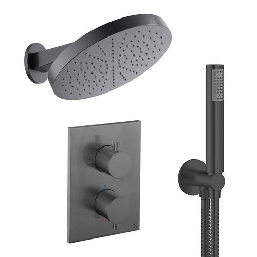 Additional image for Crossbox Shower Set 8 300mm Head & Handset (Slate).