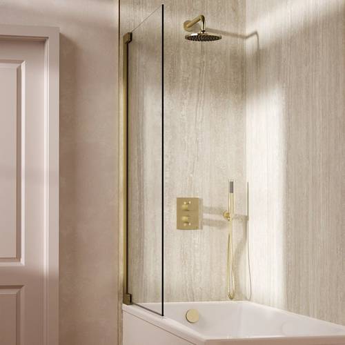Additional image for Crossbox Shower Set 9 200mm Head, Handset & Bath Filler (Brushed Brass).
