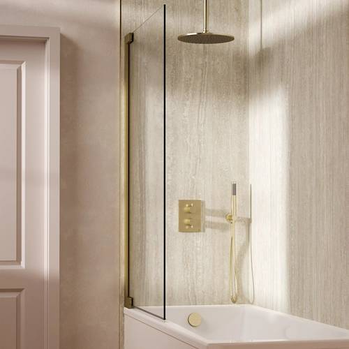 Additional image for Crossbox Shower Set 9 300mm Head, Handset & Bath Filler (Brushed Brass).
