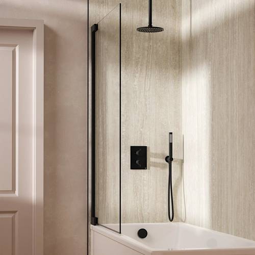 Additional image for Crossbox Shower Set 9 200mm Head, Handset & Bath Filler (Matt Black).
