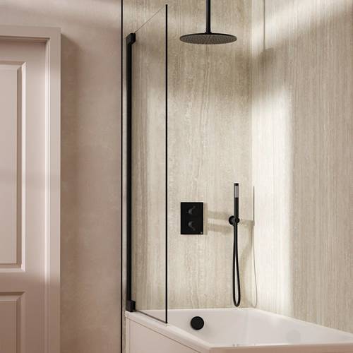Additional image for Crossbox Shower Set 9 300mm Head, Handset & Bath Filler (Matt Black).