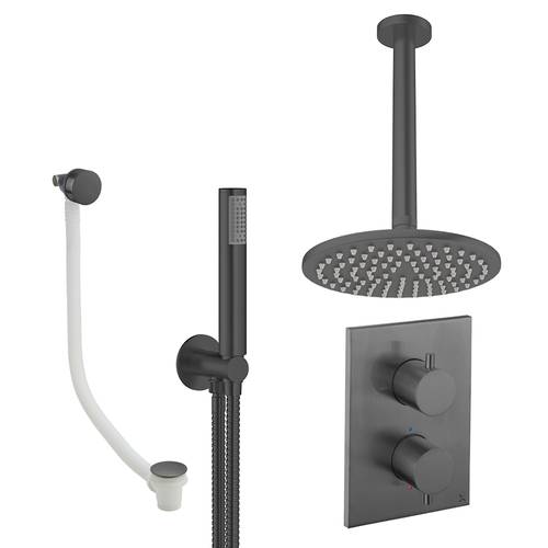 Additional image for Crossbox Shower Set 9 200mm Head, Handset & Bath Filler (Slate).