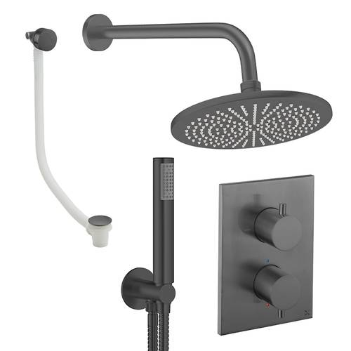 Additional image for Crossbox Shower Set 9 300mm Head, Handset & Bath Filler (Slate).