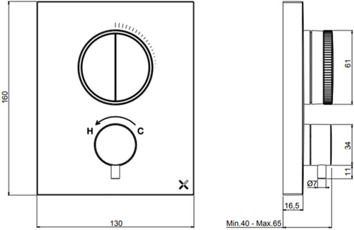 Additional image for Crossbox Push 2 Outlet Shower Valve (Br Bronze).