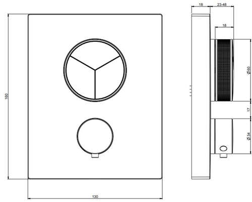 Additional image for Crossbox Push 3 Outlet Shower Valve (Slate).