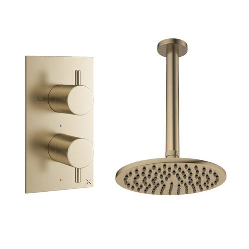 Additional image for Design Shower Set 1,  200mm Head & Ceiling Arm (Brushed Brass).