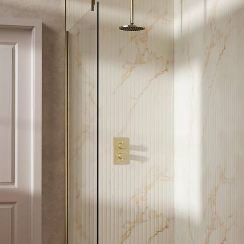 Additional image for Design Shower Set 1,  200mm Head & Ceiling Arm (Brushed Brass).