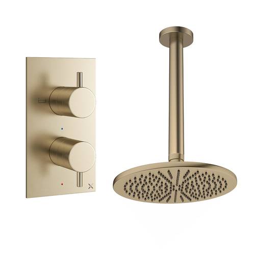 Additional image for Design Shower Set 1,  300mm Head & Ceiling Arm (Brushed Brass).