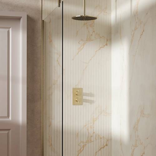 Additional image for Design Shower Set 1,  300mm Head & Ceiling Arm (Brushed Brass).