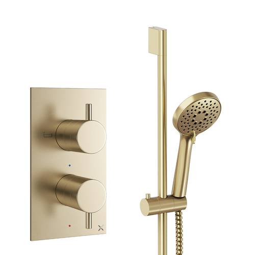 Additional image for Design Shower Set 2,  Valve & Slide Rail Kit (Brushed Brass).