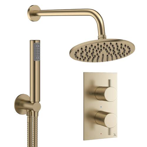 Additional image for Design Shower Set 3,  200mm Head & Handset (Brushed Brass).