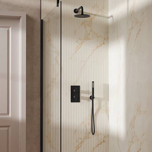 Additional image for Design Shower Set 3,  200mm Head & Handset (Matt Black).