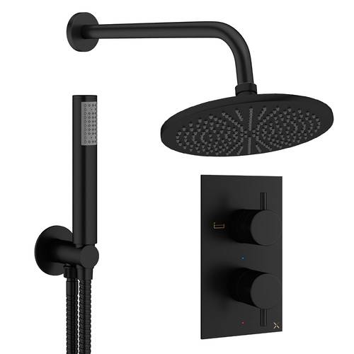 Additional image for Design Shower Set 3,  300mm Head & Handset (Matt Black).