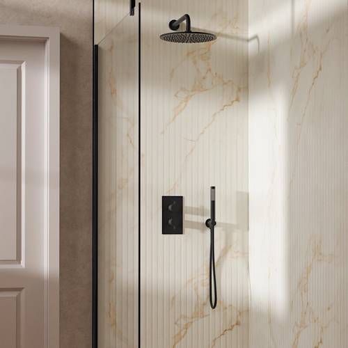 Additional image for Design Shower Set 3,  300mm Head & Handset (Matt Black).