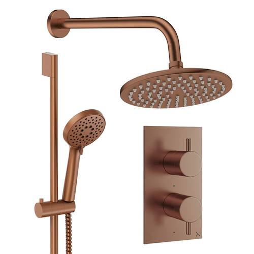 Additional image for Design Shower Set 4, 200mm Wall Head & Slide Rail (Brushed Bronze).