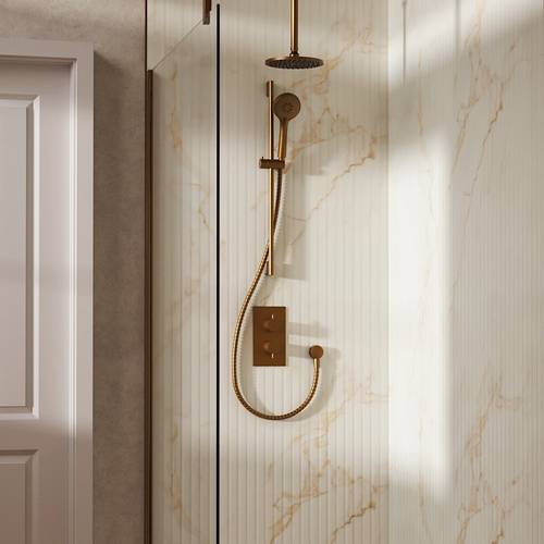 Additional image for Design Shower Set 4,  200mm Ceiling Head & Slide Rail (Brushed Bronze).