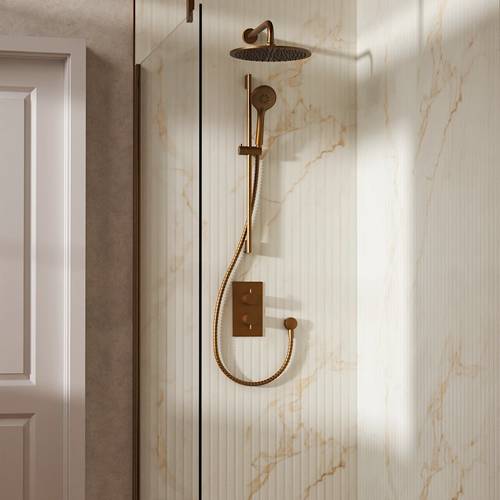Additional image for Design Shower Set 4, 300mm Wall Head & Slide Rail (Brushed Bronze).