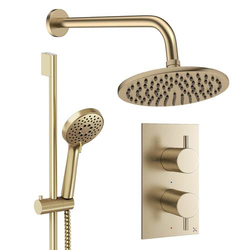 Additional image for Design Shower Set 4, 200mm Wall Head & Slide Rail (Brushed Brass).