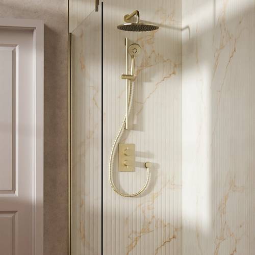 Additional image for Design Shower Set 4, 300mm Wall Head & Slide Rail (Brushed Brass).