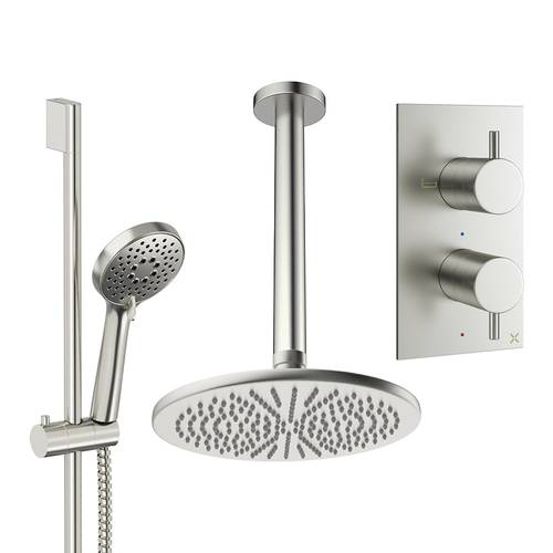 Additional image for Design Shower Set 4, 300mm Ceiling Head & Slide Rail (Brushed Nickel).