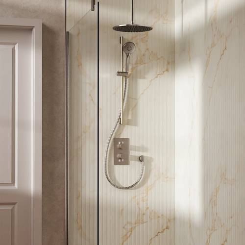 Additional image for Design Shower Set 4, 300mm Ceiling Head & Slide Rail (Brushed Nickel).