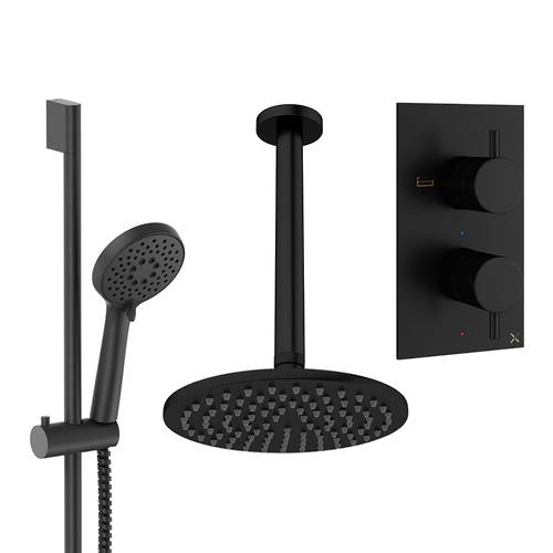 Additional image for Design Shower Set 4,  200mm Ceiling Head & Slide Rail (Matt Black).