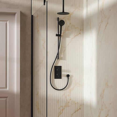 Additional image for Design Shower Set 4,  200mm Ceiling Head & Slide Rail (Matt Black).