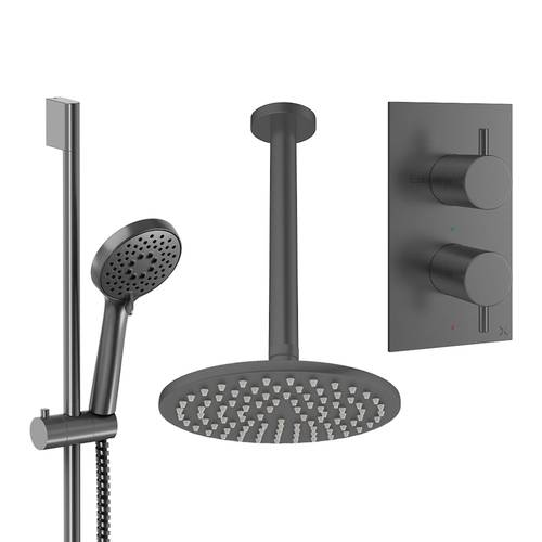 Additional image for Design Shower Set 4,  200mm Ceiling Head & Slide Rail (Slate).
