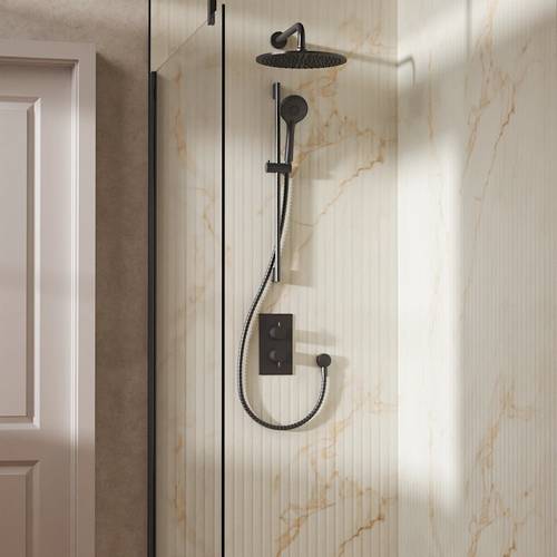 Additional image for Design Shower Set 4, 300mm Wall Head & Slide Rail (Slate).