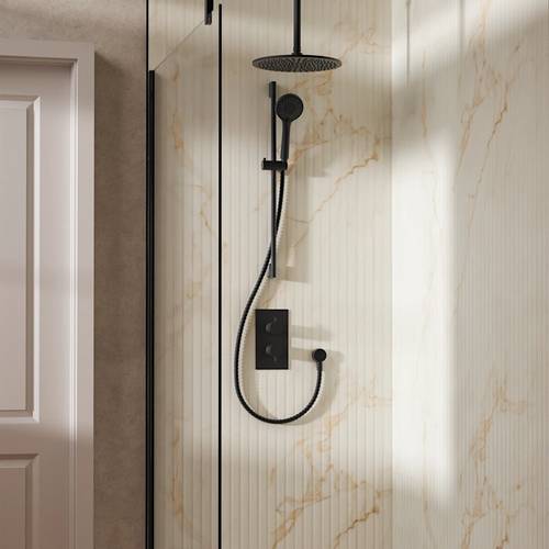 Additional image for Design Shower Set 4, 300mm Ceiling Head & Slide Rail (Slate).
