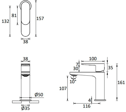 Additional image for Basin Mixer Tap With Clicker Waste (Chrome).